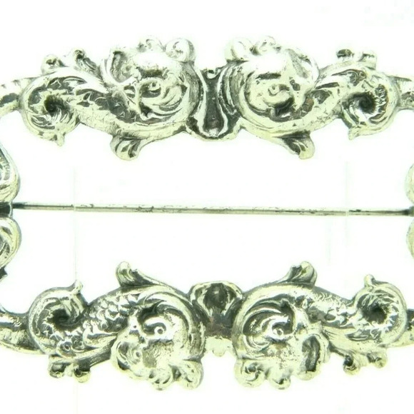 Silver Tone Art Nouveau Style Koi Fish Repousse - Picture 2 of 5